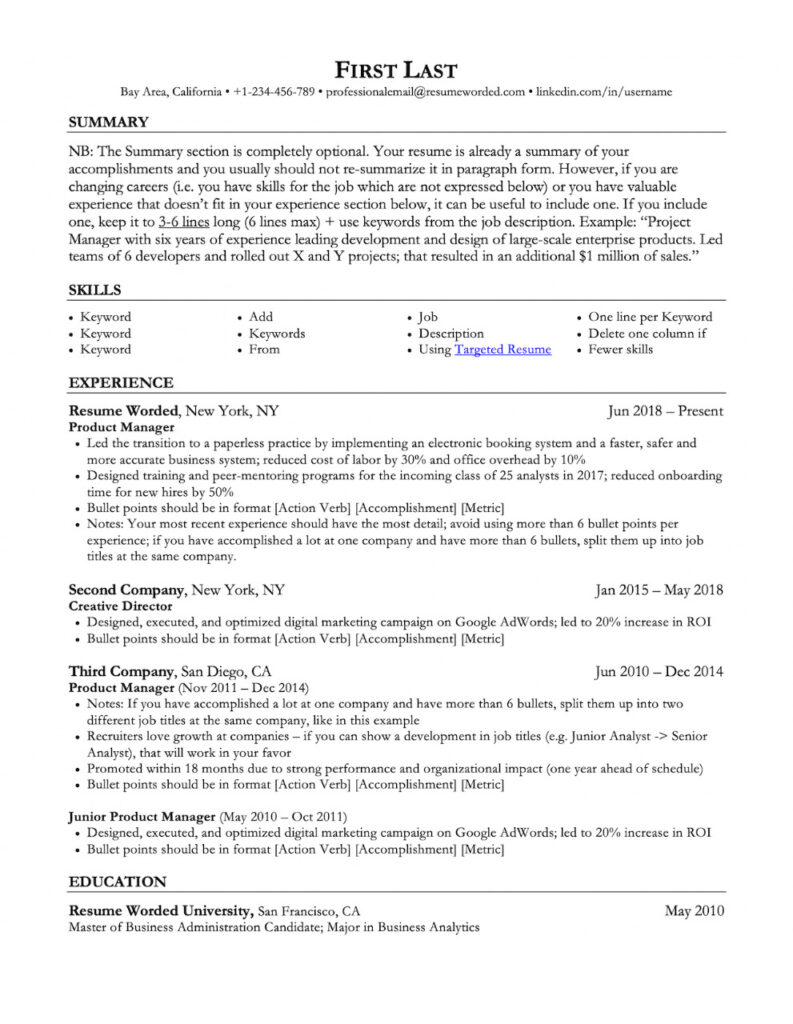 Format CV Curriculum vitae in english